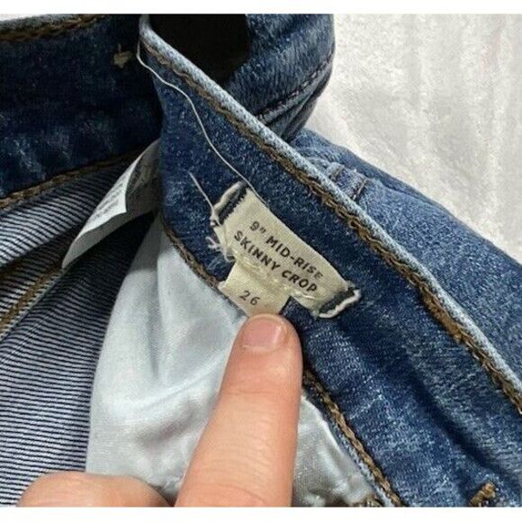 Madewell 9'' Mid-Rise Skinny Crop Womens 26 Blue Medium Wash Button Fly - Picture 5 of 11